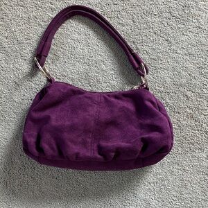 Elegant Purple Suede Shoulder Bag